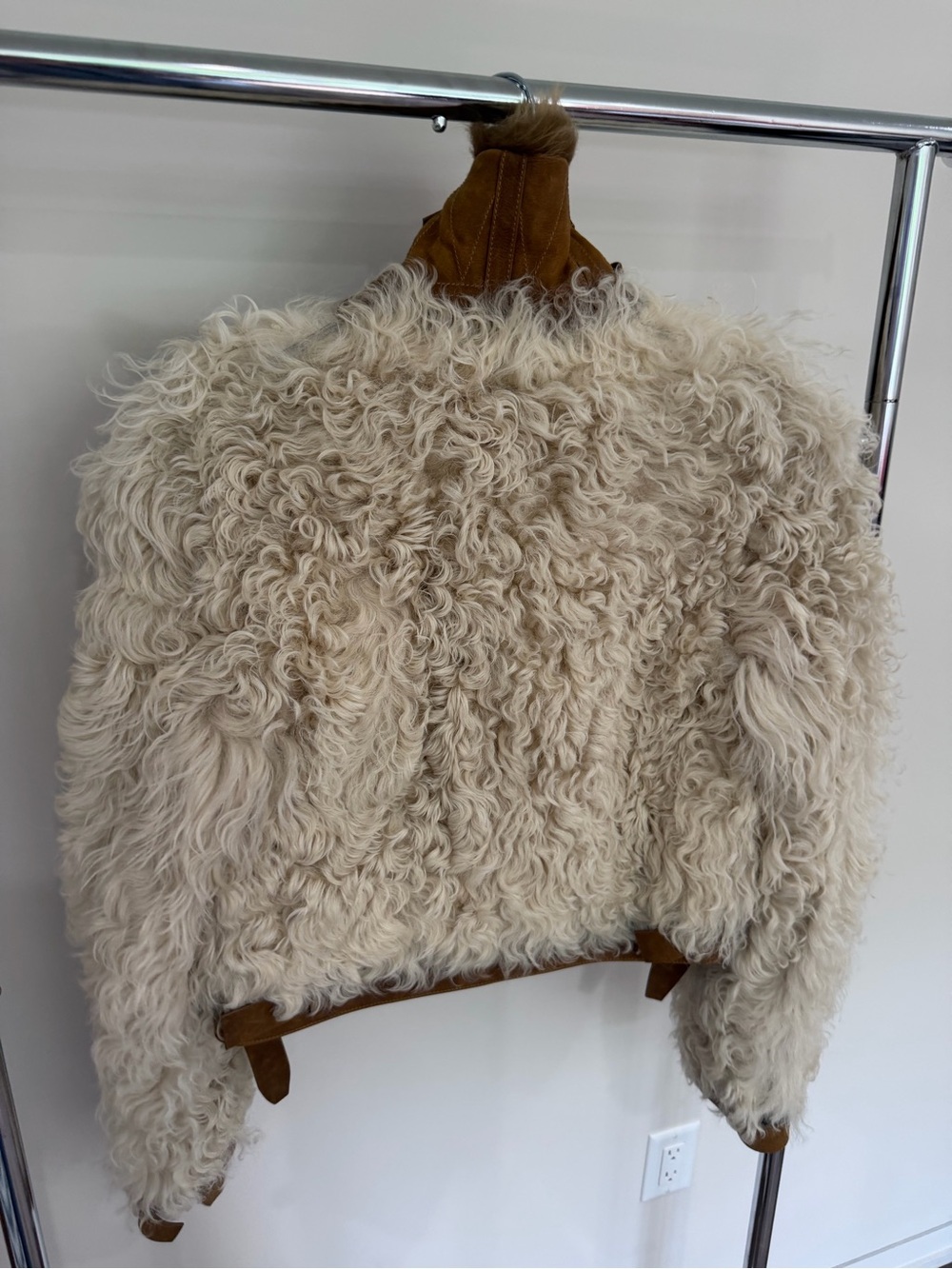 Vintage Late 1970s Glam Fur Full Curly Lamb Jacket RARE Bold Editorial Unique - Picture 9 of 10